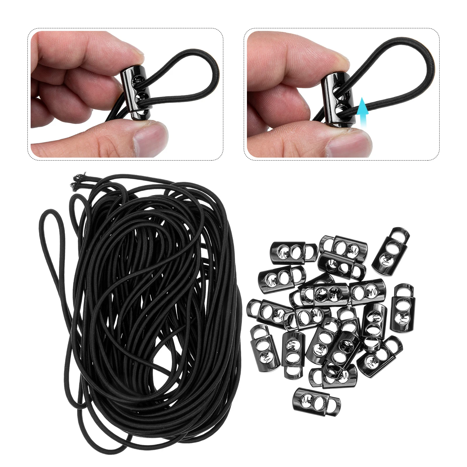 

10Sets Replaceable Goggle Fixing Chain Wear-Resistant Non-Skid Rope for Swimming Glasses Holder with Lock Clamp Black