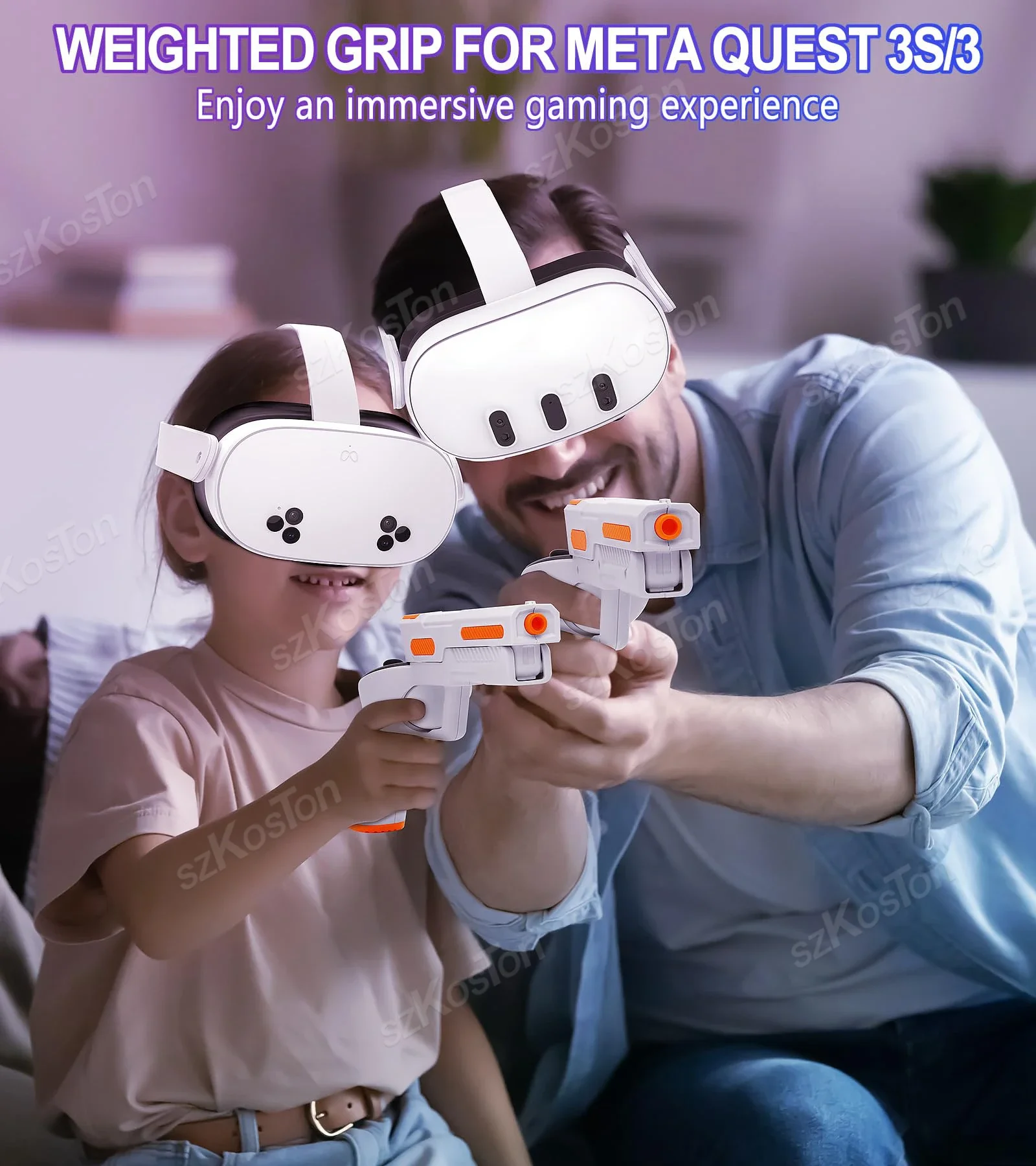 VR Gun Stock Grips for Meta Quest 3 / Quest 3S VR Controller Enhanced FPS Gaming Shooting Experience for Quest 3 Accessories