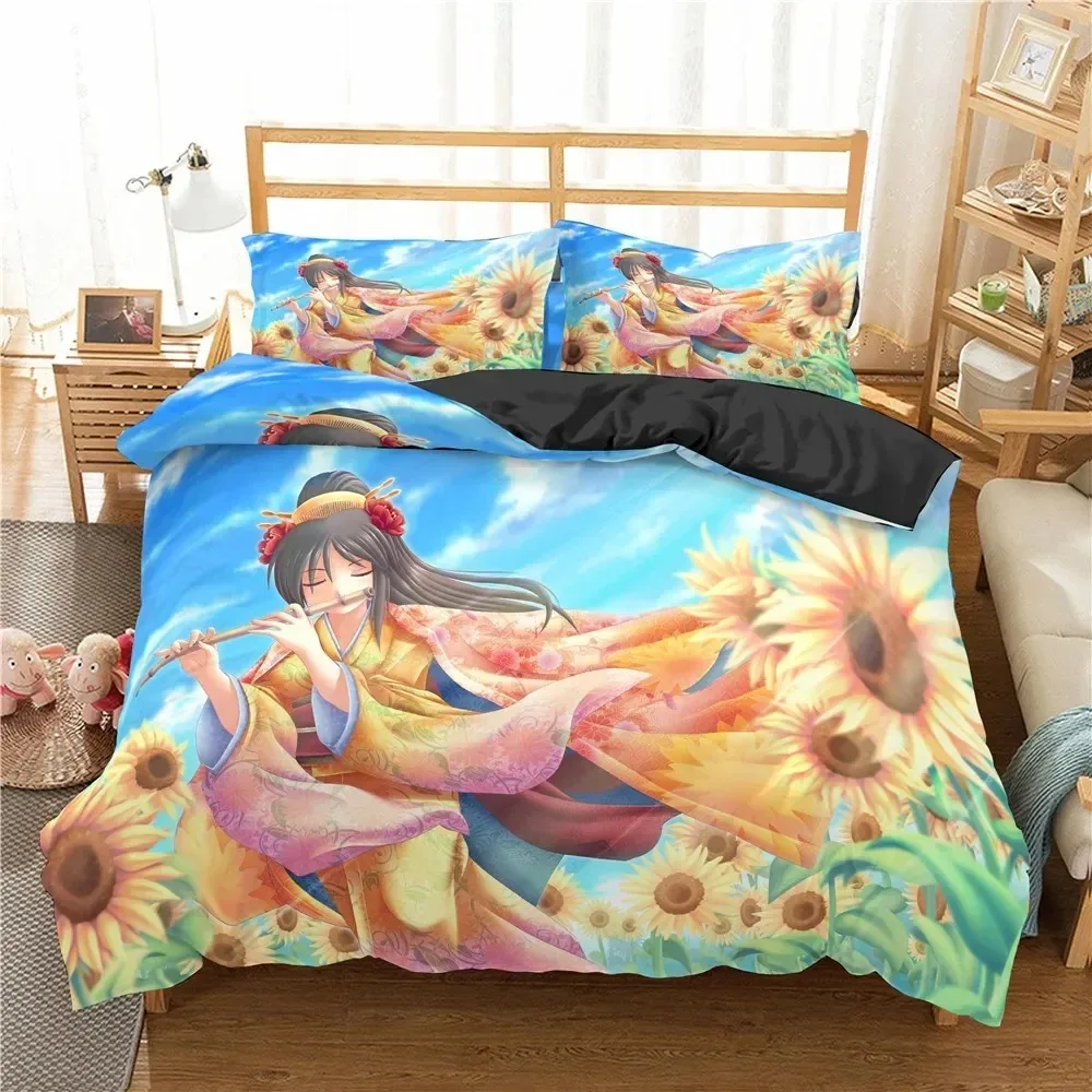 

Lovely Anime Girl Bedding Set 3D Printed Suitable for Bedroom Duvet Cover Set With Pillowcases Kids Home Textile