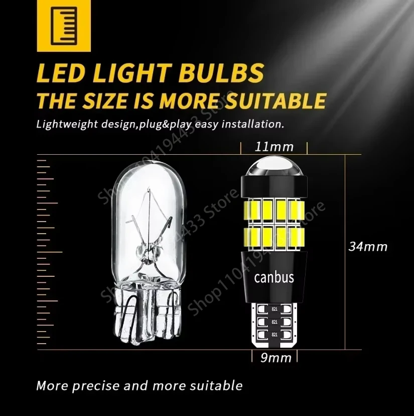 

DXZ 2PCS W5W T10 LED Bulbs Lens 30SMD 12V WY5W Canbus Car Clearance Interior Dome Parking Signal Light for BMW Audi Mercedes