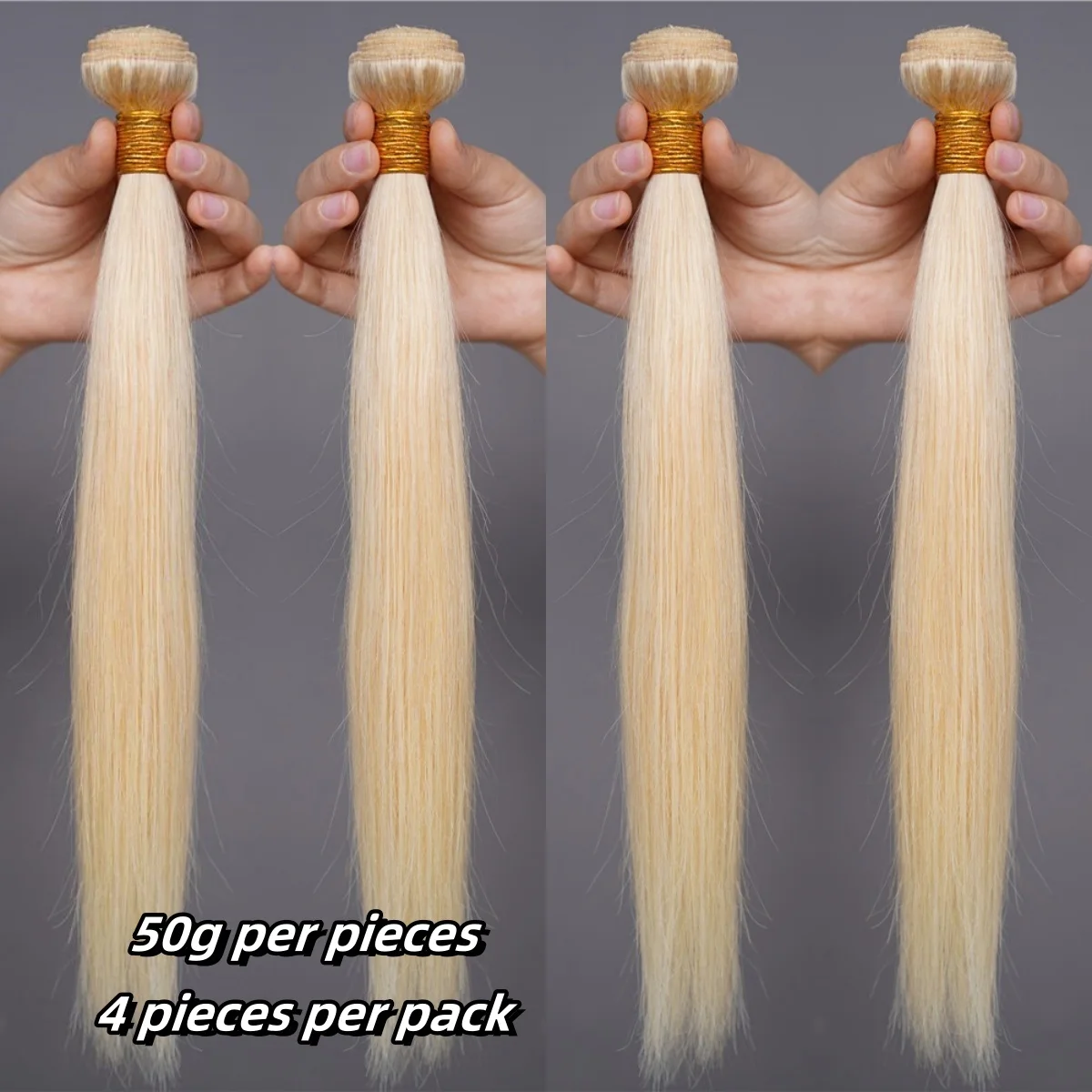 50g 613 Blonde Human Hair Weaving Double Drawn 613 Straight Bundles Human Hair 4 Bundles Sew-in 613 Hair Extensions Brazilian