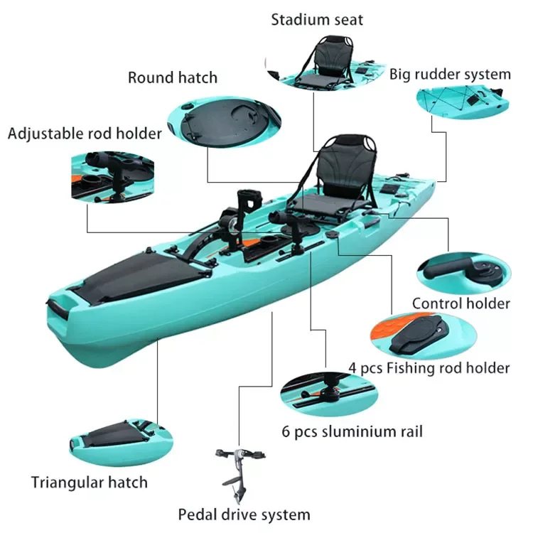 Vicking Professional 10.5ft Single Person Pedal Drive HDPE Hull Inflatable Kayak/Canoe Sit-On-Top Sea Touring For Rivers Sale