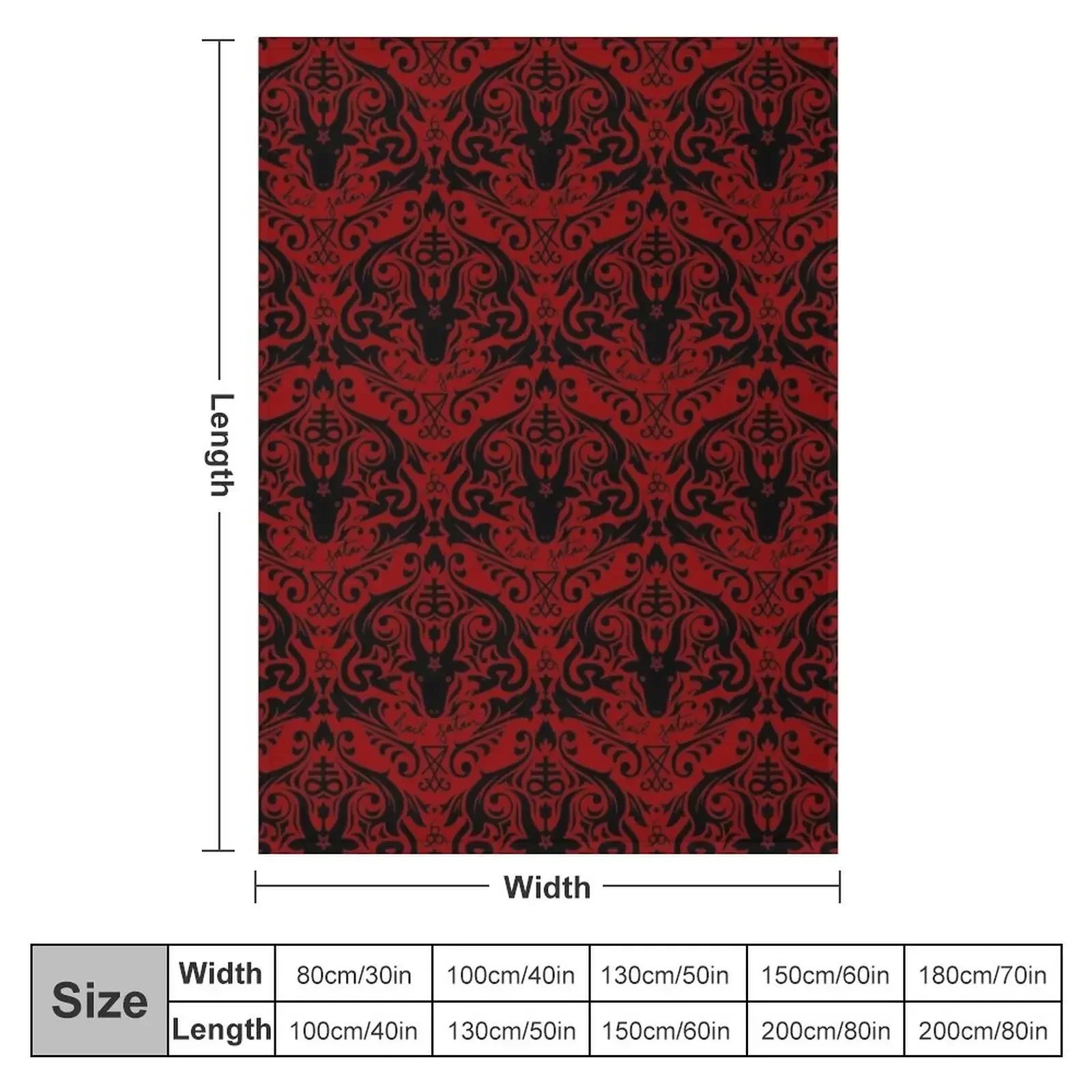 Damask - Hail Satan (Black & Red default) Throw Blanket for sofa Luxury Heavy Blankets