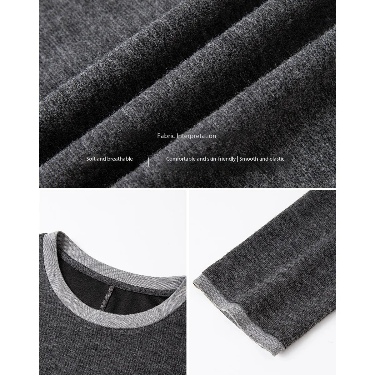 VIMLY Women's Grey Dresses Autumn 2025 Elegant Contrast Color O-neck Ladies Dress Casual Long Knitted Slim Female Dresses A2793 - Image 5
