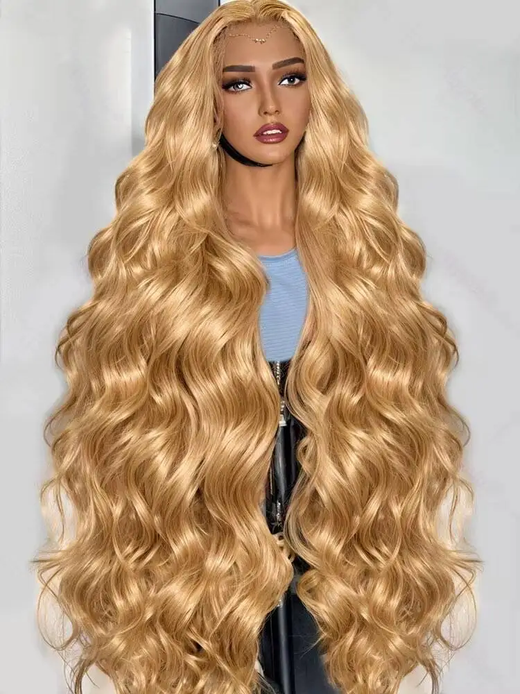 

250% Body Water Wave 27 # Парик из натуральных волос Honey Blonde 13x6 HD Lace Front, 30-32 дюйма, бразильский, 13x4, с цветным кружевным фронтом, Remy