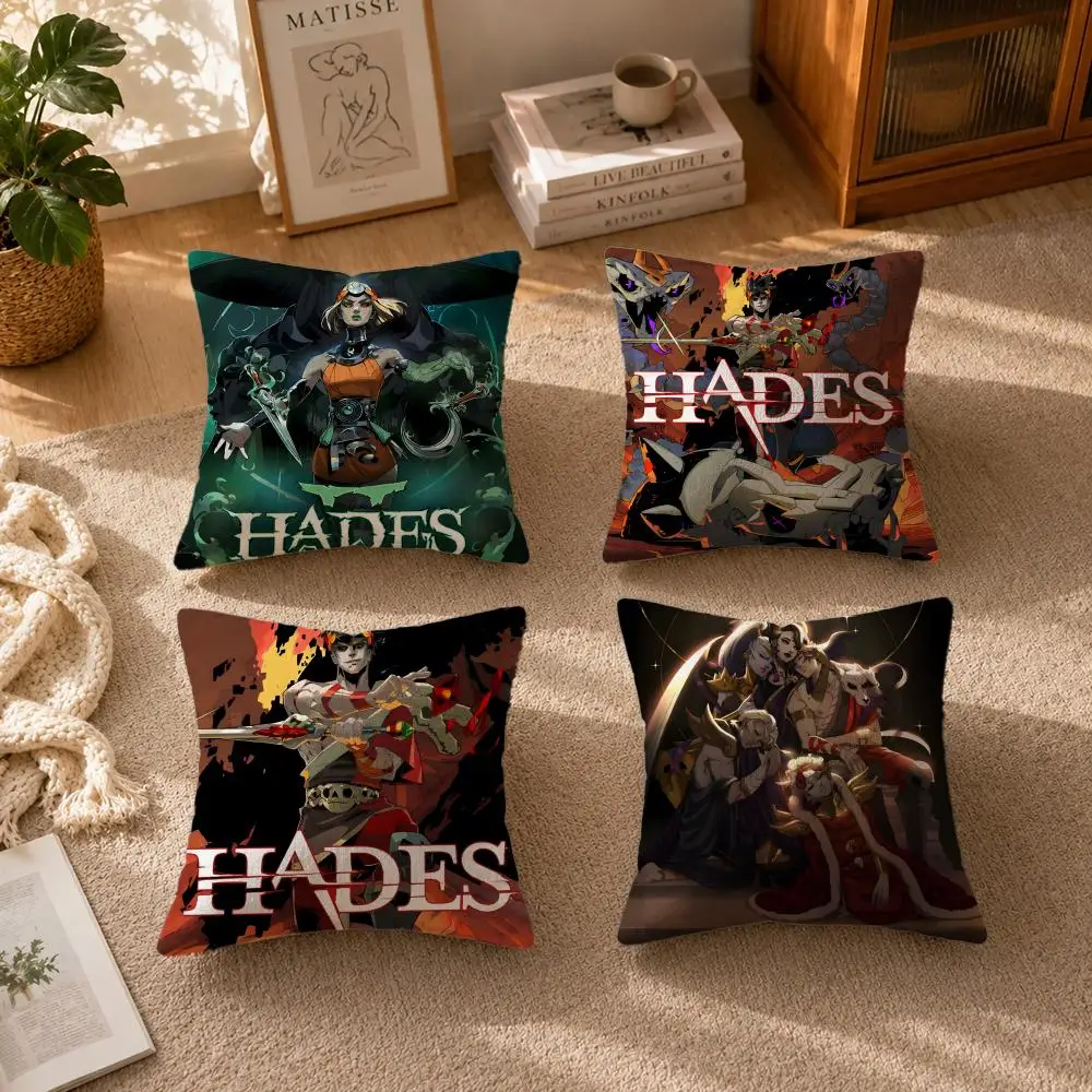Game-HadesS Cushion Cover Soft Short Plush Zippered Cushion Covers 40/45/50cm Square Decor for Sofa Home