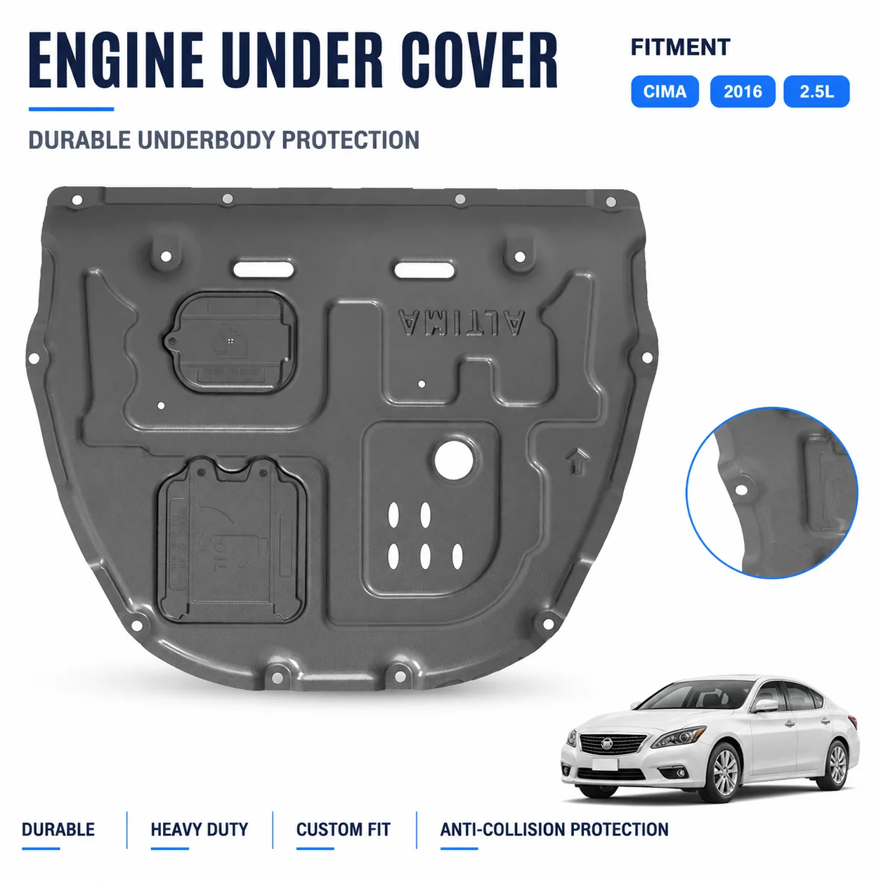 Custom Fit Engine Skid Plate For Nissan Altima 2019-2024 Heavy Duty No Drilling Required Chassis Underbody Protection