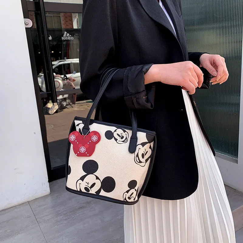 Disney spring new Mickey print bag fashion wild ins large capacity shoulder handbag cartoon bag  plush backpack