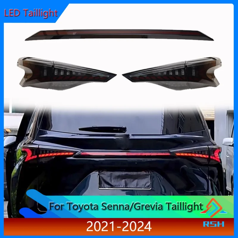 

For Toyota Senna Through-Taillight Assembly Modified Dragon Scale LED Water Turn Signal Brake Reverse Rear Lamp Plug And Play