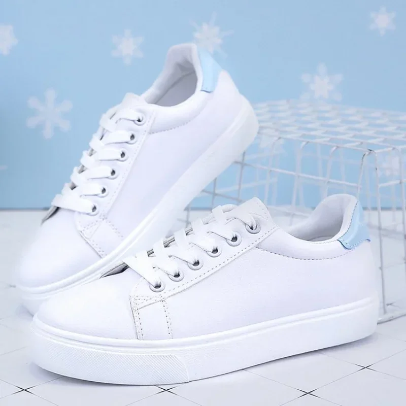 Women Sneakers 2025 Fashion Breathble Vulcanized Shoes Pu Leather Platform Shoes White Lace Up Casual Shoes Zapatos Mujer