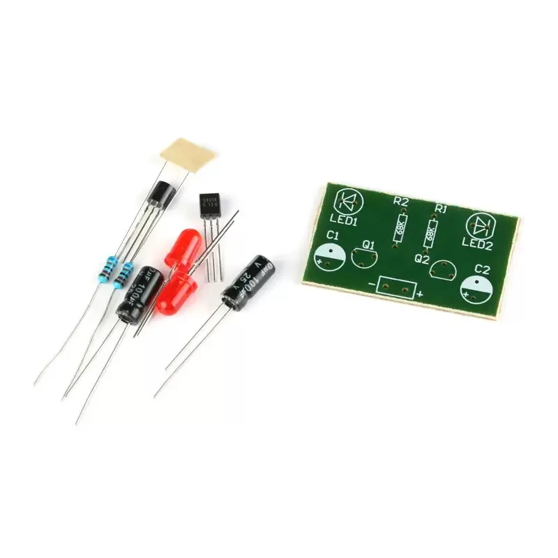 4PCS Simple LED flash circuit kit/transistor multi harmonic oscillator flash light loose parts/equipped with battery box