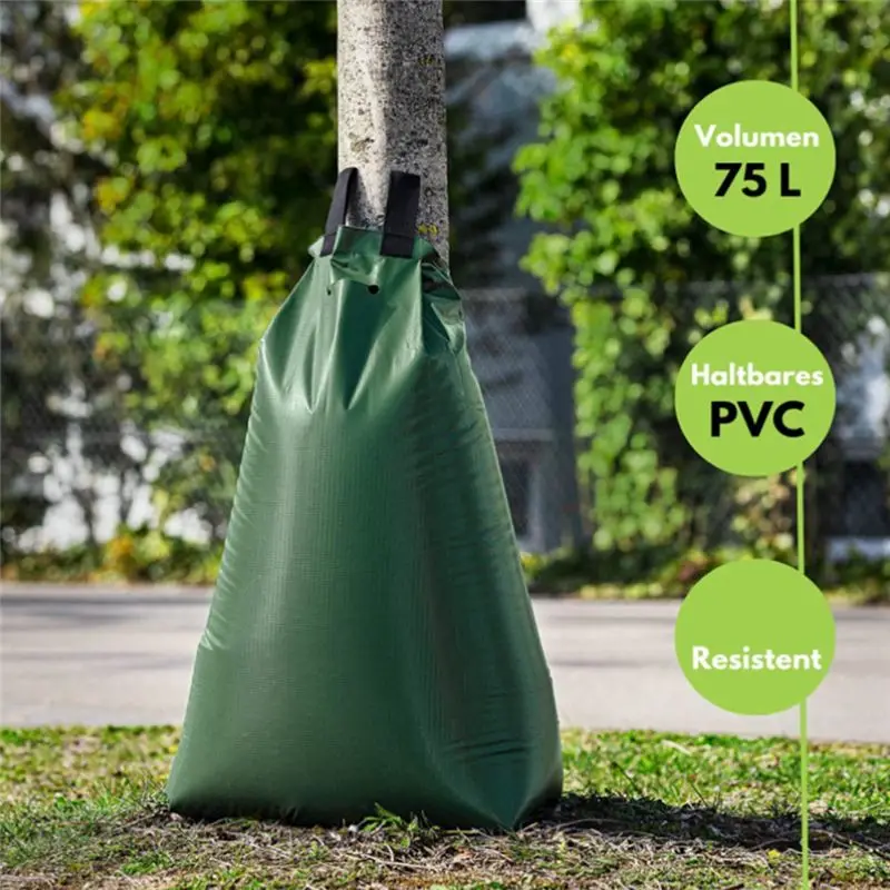 PZHI Tree Watering Bag, 20 Gallon Slow Release Drip Irrigation Bag, PVC Green, for Planted Established Trees, 1 Pack