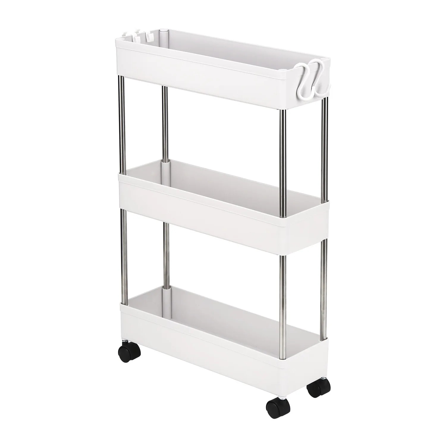 

3-Layer Ultra-thin, Mobile Multi-Functional Slim Storage Cart,Suitable for Kitchen, Bathroom, Laundry Room Narrow Place, Plastic