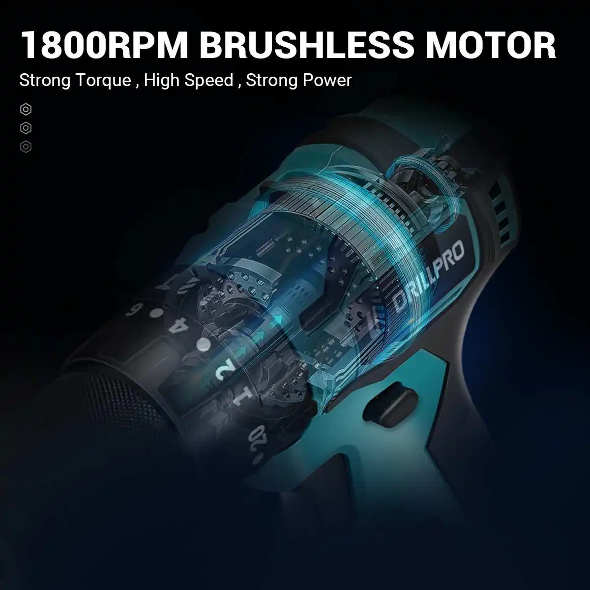 Drillpro 10mm/13mm Brushless Impact Drill Electric Drill 20+3 Torque Screwdriver Drill Power Tool for Makita 18V Battery