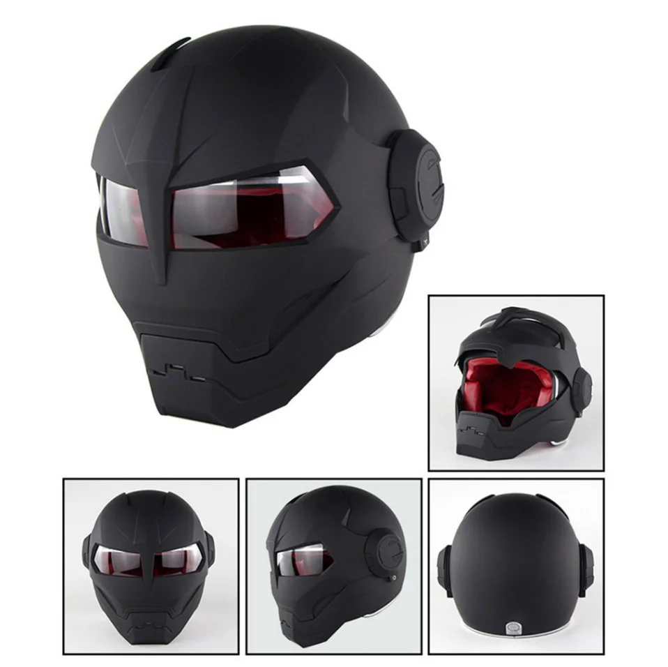 Adjustable Adult Personalized Cool Bicycle Full-face Helmet Transformer Uncovering Mtb Bike Cool Motorcycle Iron Man Helmet