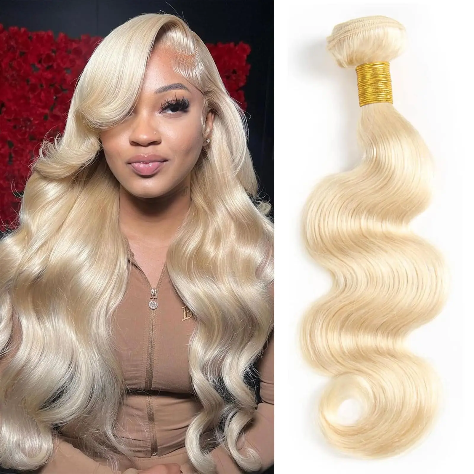 613 Bundles Blonde Human Hair Body Wave Single Bundle 1 Bundle 100% Urocessednp Brazilian Virgin Human Hair Bundles 613 Human Ha