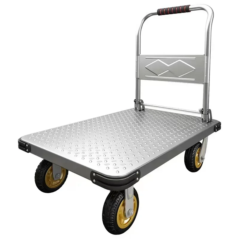 

Steel plate cart Portable cart Small Silent folding trolley Pull goods Flat truck Trailer Tool cart Wholesale