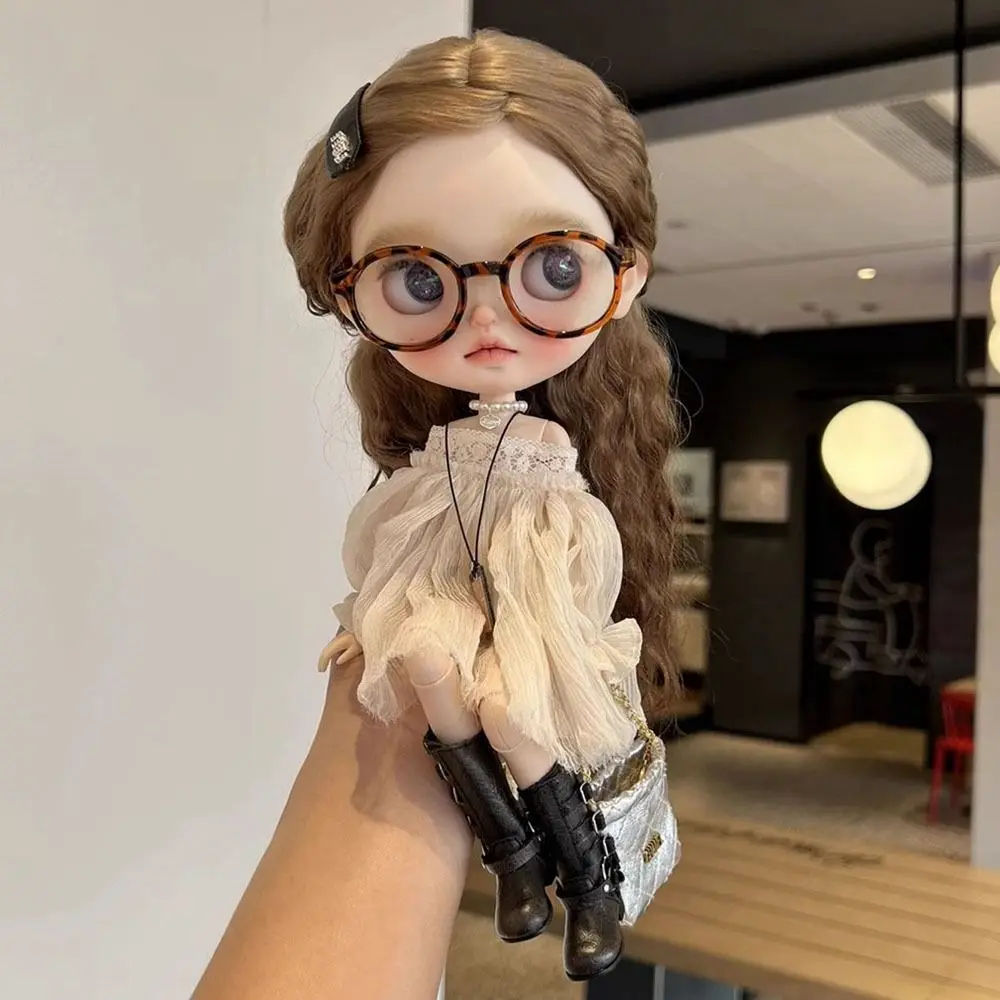 New Fashion Elegant Party Clothes Casual Wears Elegant Sweater Dresses with Glasses hair clips Kids Toys for Blythe Dolls