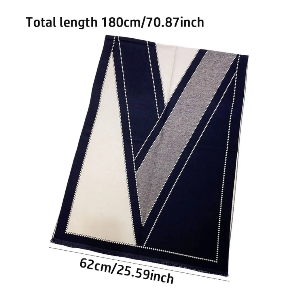 180*65cm Imitation Cashmere Scarf Comfortable Autumn Winter Warm Women's Shawl Wraps Printed Stripe Geometry Neck Guard Shawl