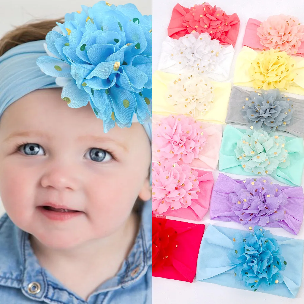 Cute 1PCS Baby Girls Flower Headband Girls Baby Toddler Princess Floral Headband Turban Headwraps Hair Band Accessories Headwear