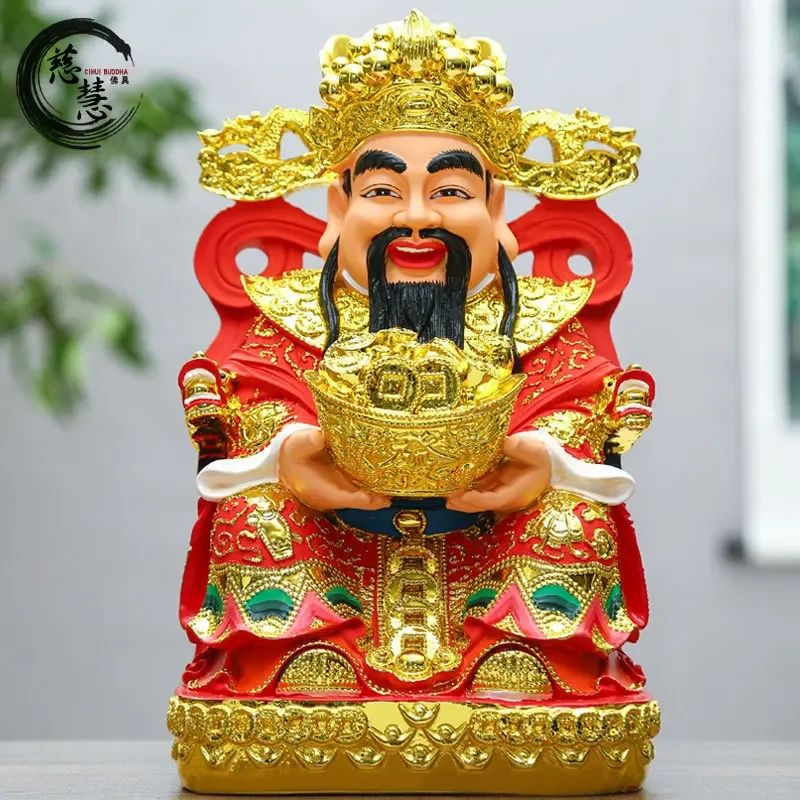Yiwu Manufacturers Wholesale Resin Buddha Statues To Attract Wealth Red Clothes Ingot God Of Wealth Statues To Worship IngotsW1