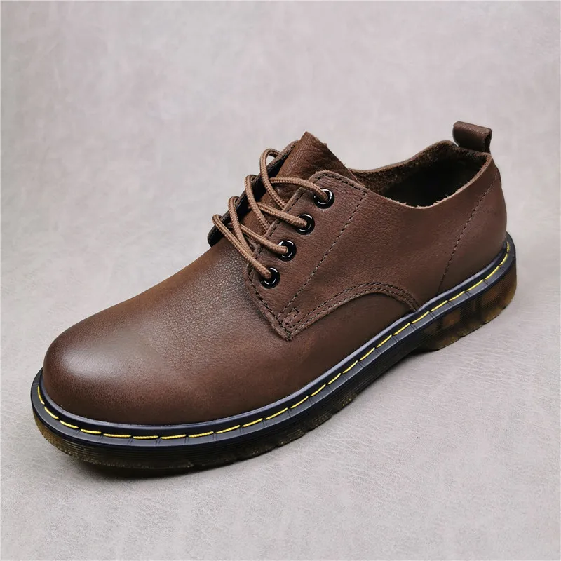 Retro Cowhide Men's Shoes Outdoor Leather Shoes Brown Boots Loafers