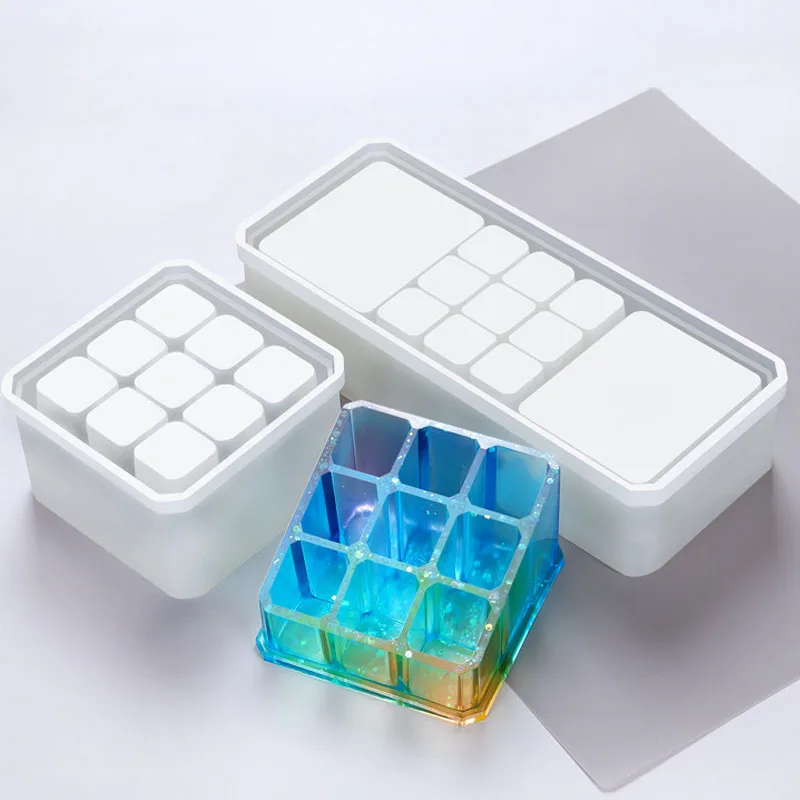 DIY crystal Epoxy Resin mold silicone rectangular square round lipstick storage box Mold hand made mirror jewelry Making Tools