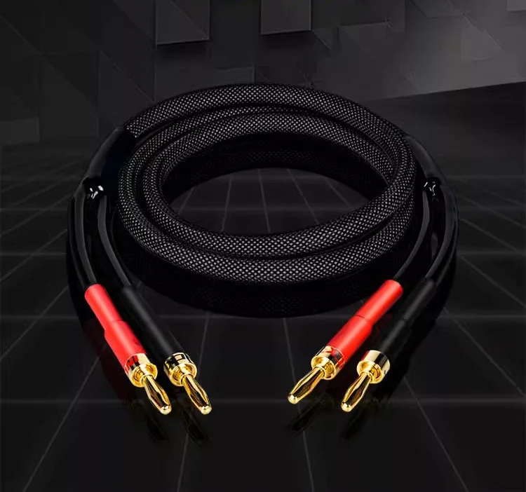 1PC HIFI 5N OFC Banana Plug To Y Pin Type Plug Wire Audio Cable Copper Gold-plated Plug For Speakers Amplifier Computer
