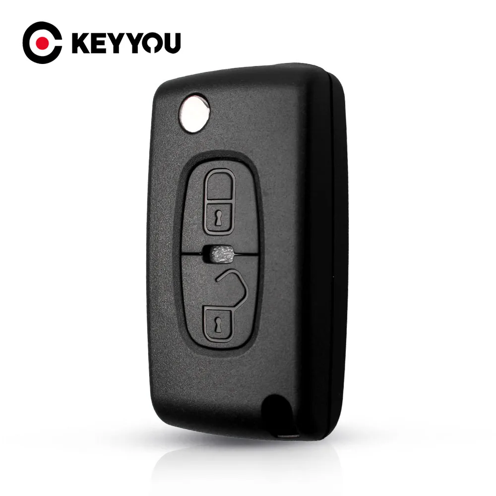 KEYYOU Flip Car Key Case For Peugeot 4007 ET 4008 For Citroen C-Crosser C4 Aircross Replacement 2 Button Remote Key Shell MIT11R