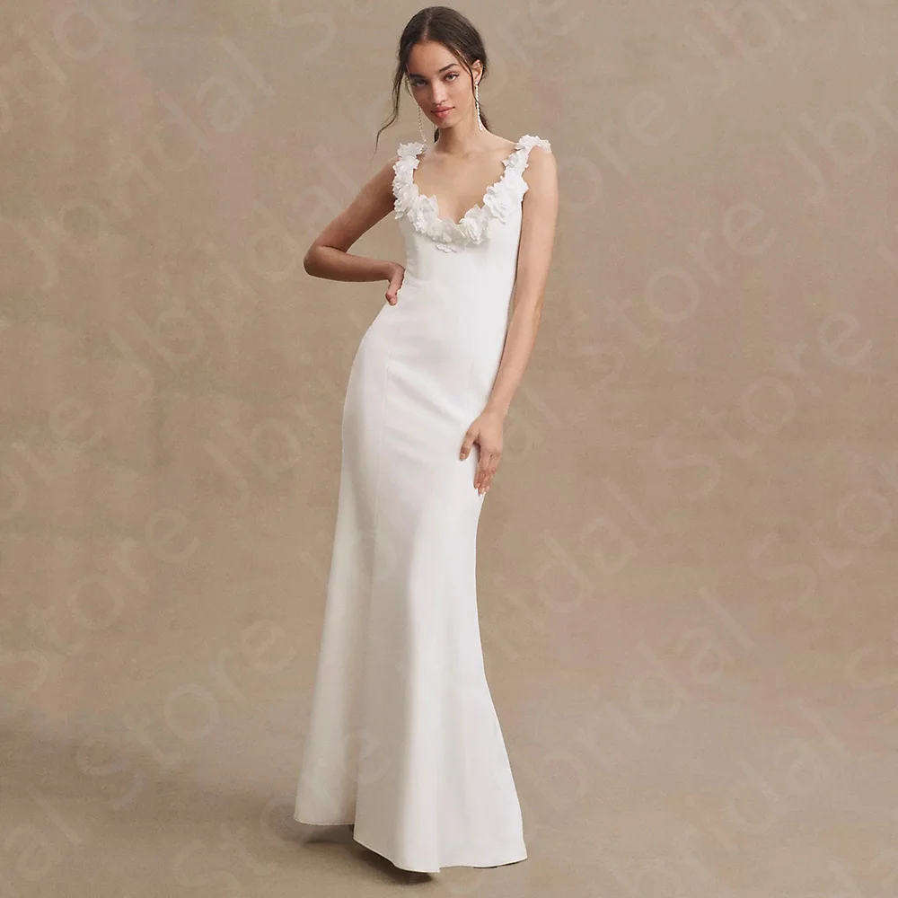 

Modern Simple Wedding Dresses Mermaid Bride Dresses 2023 On Sale Bridal Gowns Sleeveless V Neckline Wedding Gown Open Back