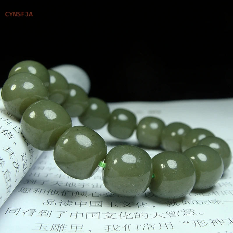 

CYNSFJA New Real Certified Natural Chinese Hetian Jade Nephrite Unisex Lucky Jade Bracelets High Quality Elegant Birthday Gifts