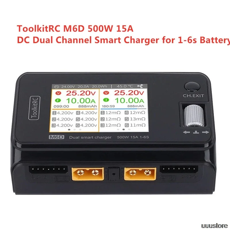 ToolkitRC M6D Dual Channel Model Aircraft Balanced Charger Lithium Battery 700W/25A/1-6S High Power