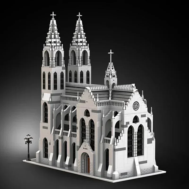 Moc bloco de construção catedral gótica modelo tecnologia tijolo diy montagem modular cidade vista rua brinquedo para presente do feriado