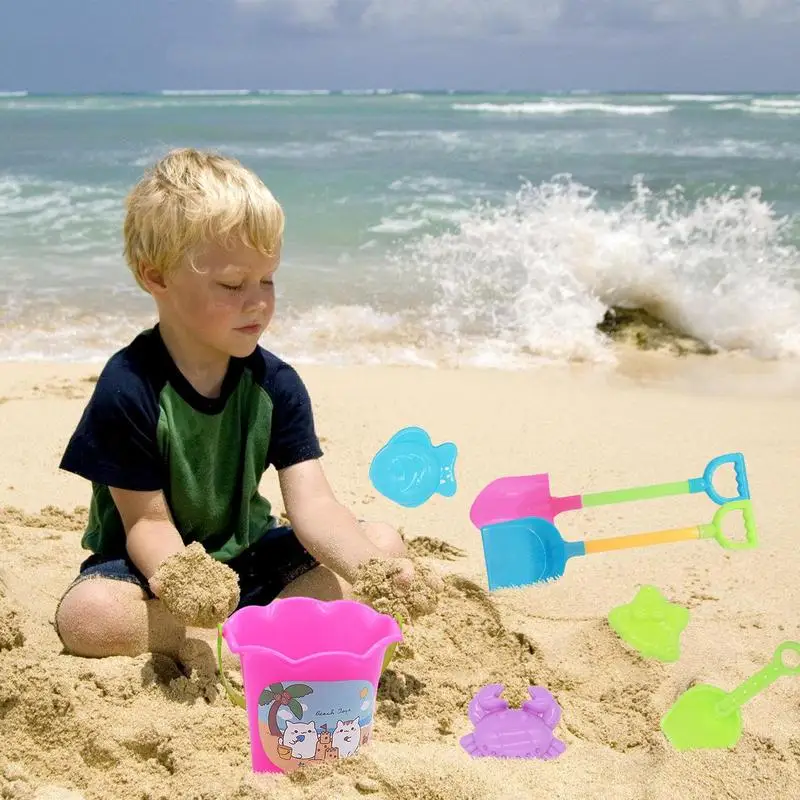 Giocattoli da spiaggia per bambini Set 8 pezzi Sandbox Toys Giochi estivi all'aperto Giocattoli da spiaggia Giochi estivi all'aperto Stampi per sabbia per animali Secchio Pala