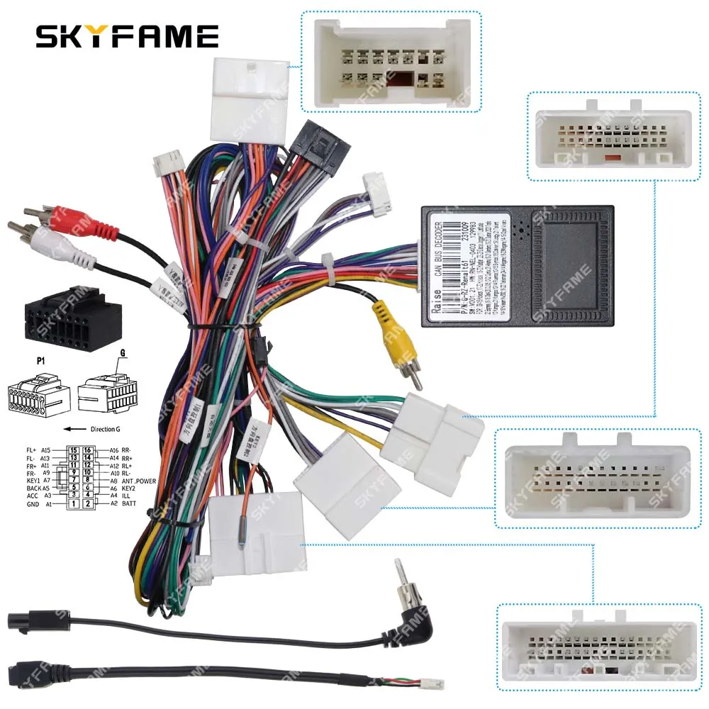 SKYFAME سيارة 16pin الأسلاك تسخير محول Canbus صندوق فك أندرويد راديو كابل الطاقة لرينو ميجان 4 G-RZ-Renalt61