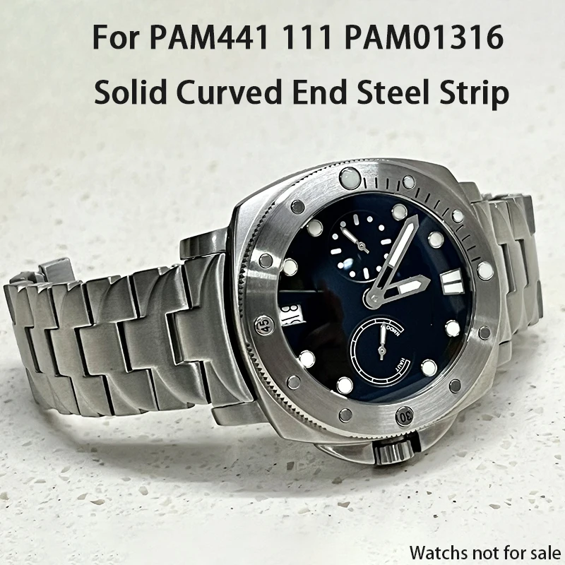 Curved End Links Stainless Steel Watch Strap 22/24mm Adjustable Metal Bracelet for Panerai PAM 441 111 PAM01316 Men Wristband