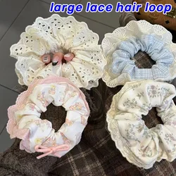 New Lace Scrunchies Flower Hair Rope French Romantic Elastic Hair Bands Ponytail Holder Headwear Women Hair Accessories Ornament