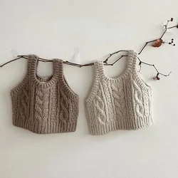 9899B Baby Clothes Fashion Hipster Joker Knitted Vest Spring Autumn Exquisite Hemp Pattern Baby Boy Vest Girl's Waistcoat