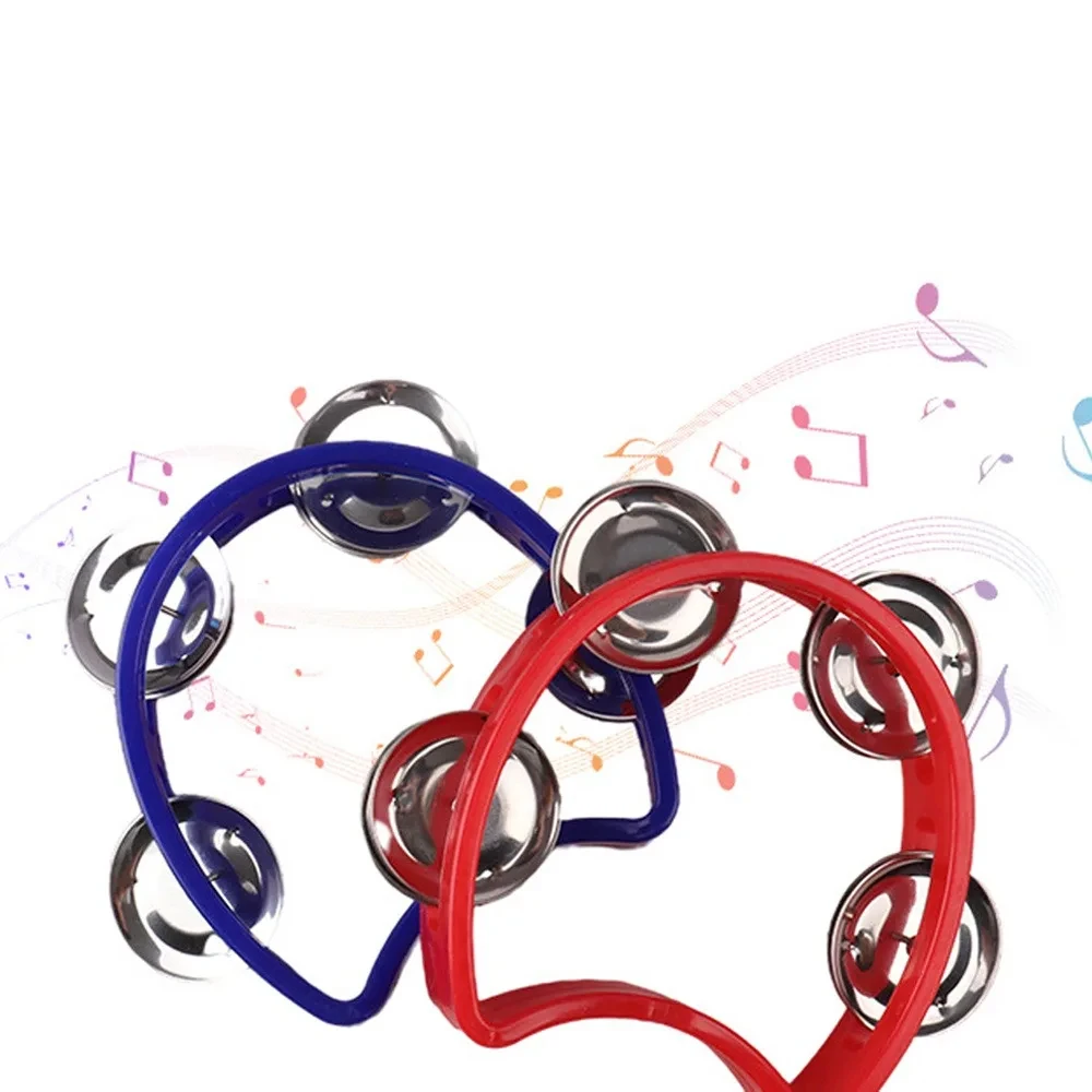 Adult Plastic Tambourine with 4 Bells ABS Hand Percussion Musical Instrument Rhythm Maker 1 Piece