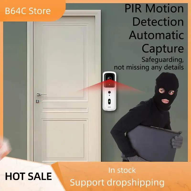 

B64C Timbre Con Camara Para дверной звонок, камера без Wi-Fi/APP, видеодомофон, двустороннее аудио, обнаружение движения PIR, для Puerta Inalambr