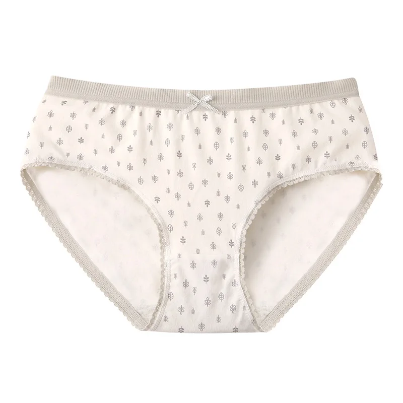 1pcs Cotton Girls Panties Students Fresh Print Underwears Breathable Underpant Sweet Panties Female Mid Waist Comfort Soft Brief