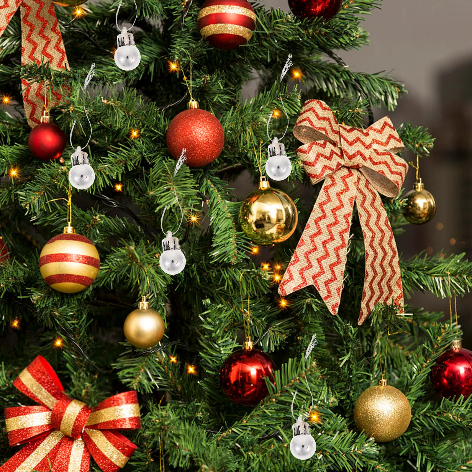 

Mini Silver Baubles Ball Decoration Christmas Decorations Hanging Ornaments Balls Office
