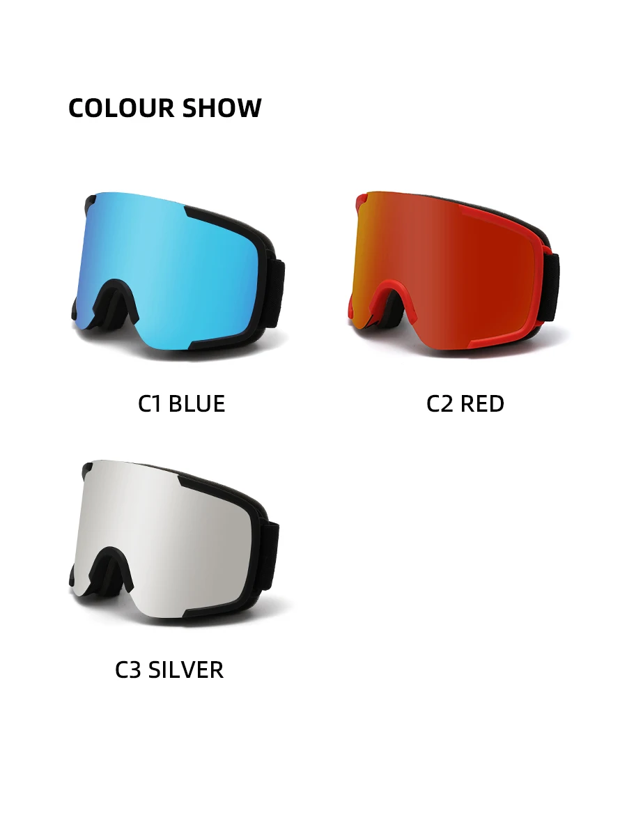 新しいスキーゴーグル男性女性二重層防曇ビッグスキーマスク UV400 メガネ保護スキー冬雪スノーボードゴーグル