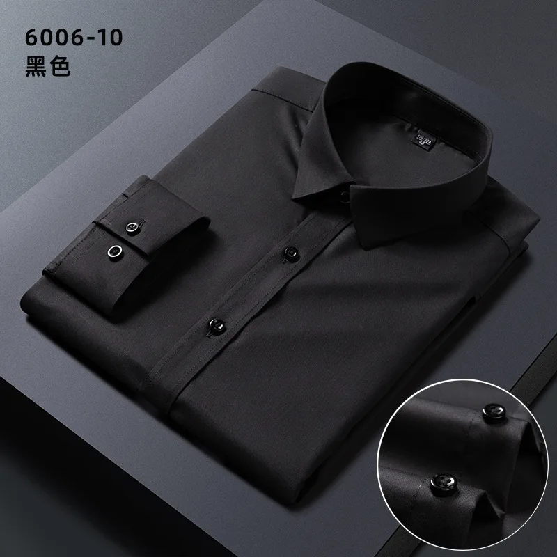 

Bamboo fiber trendy solid color non-iron casual lapel design for middle-aged people camisa masculina chemise homme