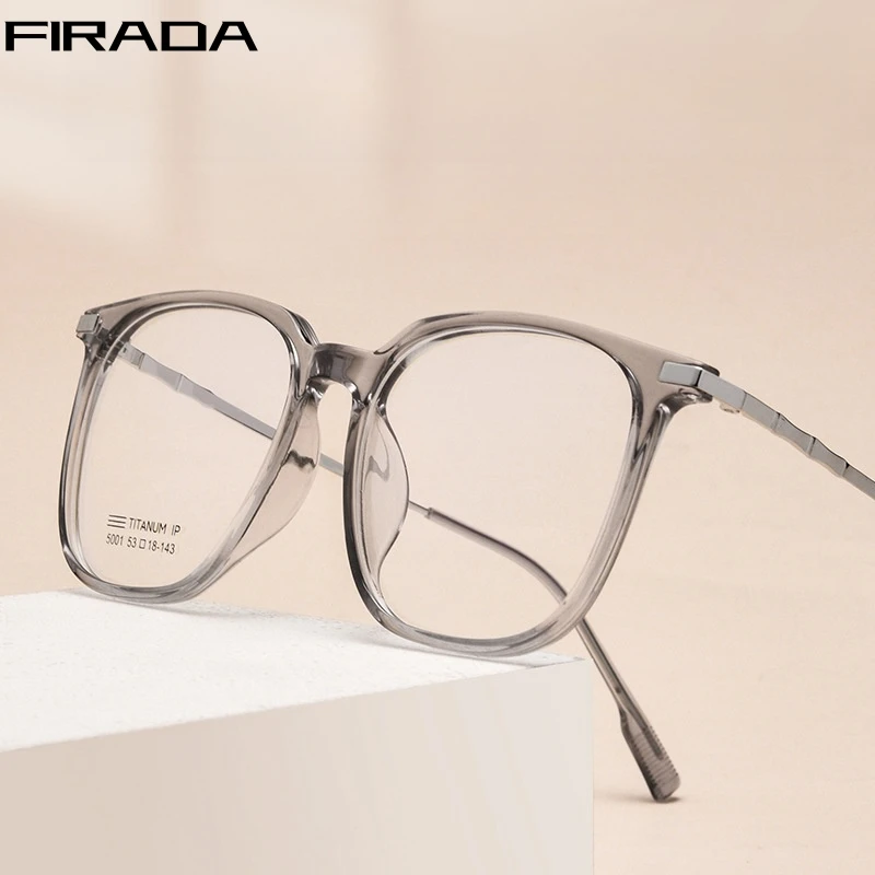 FIRADA Fashion Transparent Glasses Retro Square Eyewear Comfortable Ultra Light Prescription Eyeglasses Frame Men Women 5001XH