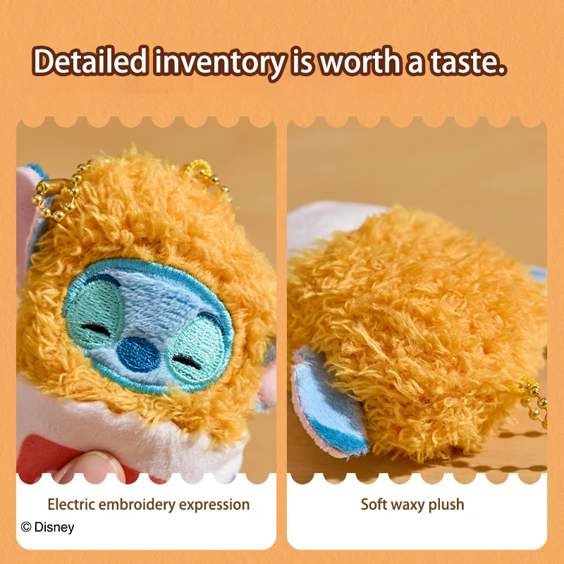 Stitch Angel  Crispy Shrimp Plush Keychain Kawaii French Fries Doll Cute Bag Charm for Girls Gift Official Licensed