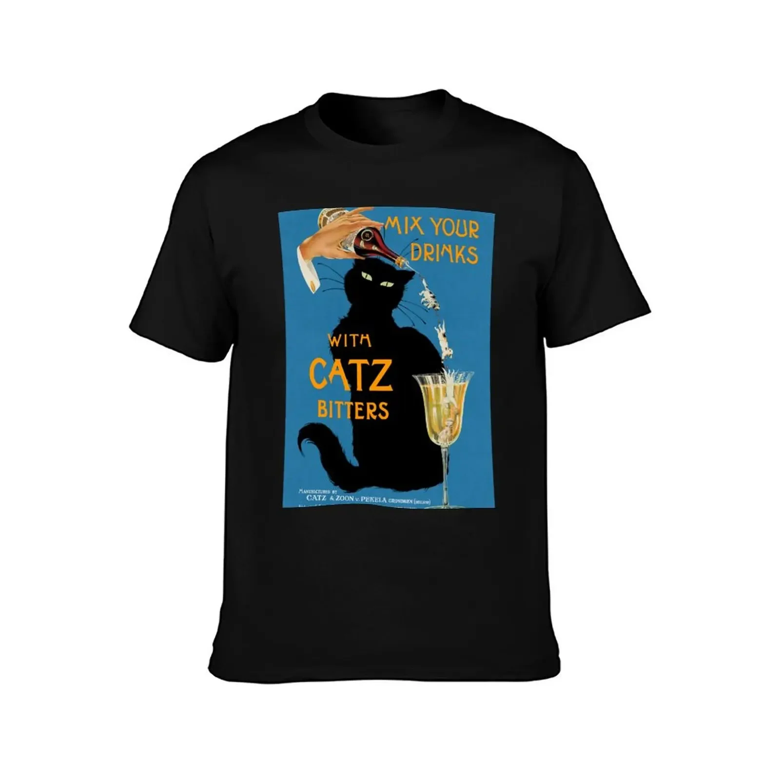 Vintage 1940s Poster Ad - Mix Your Gin with Catz Bitters (HIGH RESOLUTION) T-Shirt blanks baggy shirts luxury clothes men