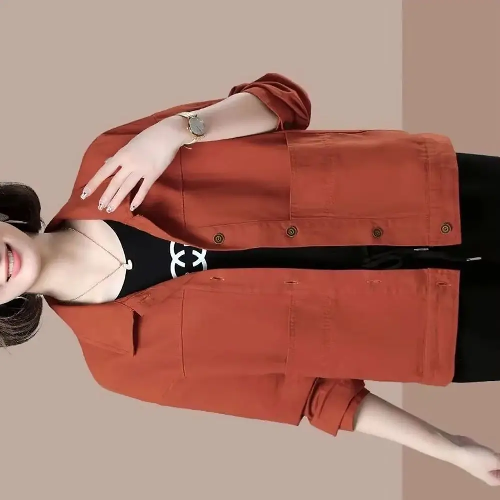 

Весна-лето 2026: Женская тонкая короткая куртка, модный кардиган для мам, хлопковая рубашка-ветровка, повседневная верхняя одежда для женщин