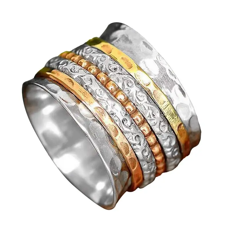 Rotating Ring Spinner Ring For Women Brass Bands Wide Drive Away Your Anxiety Circle Ring Spinning Rings Jewelry Gift For Women