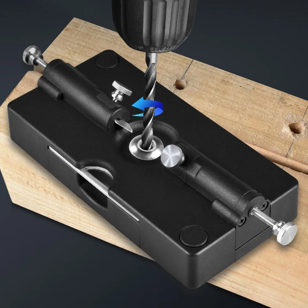Adjustable Drill Guide Round Wood Rods Making Tool Precision Drilling Guide 4 Various Bits Woodworking DIY Tool Kit